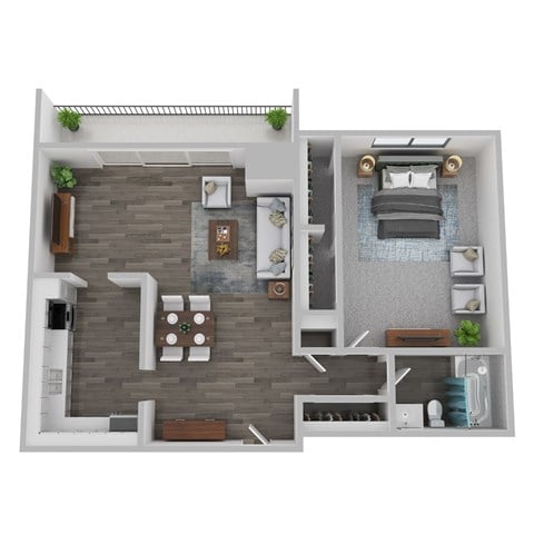 Floor plan for 1 bed, 1 bath, 900 sqft